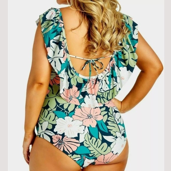 RAISINS Curve Plus Floral One Piece Swimsuit - Picture 2 of 5